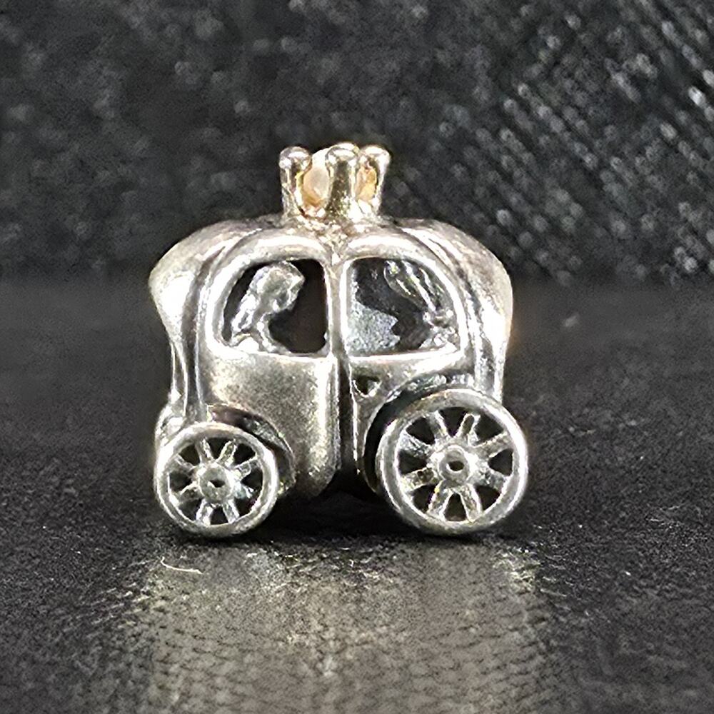 RETIRED Authentic PANDORA SS & 14K Gold Royal Carriage Charm #790598